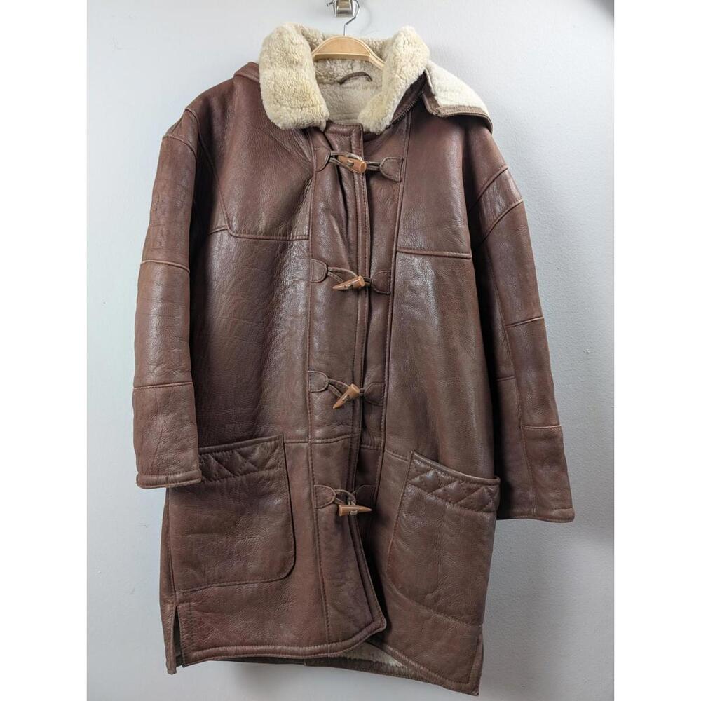 VTG Winter Parka Real Leather and Sheepskin Shearling 80s 90s Heavy Rancher Coat